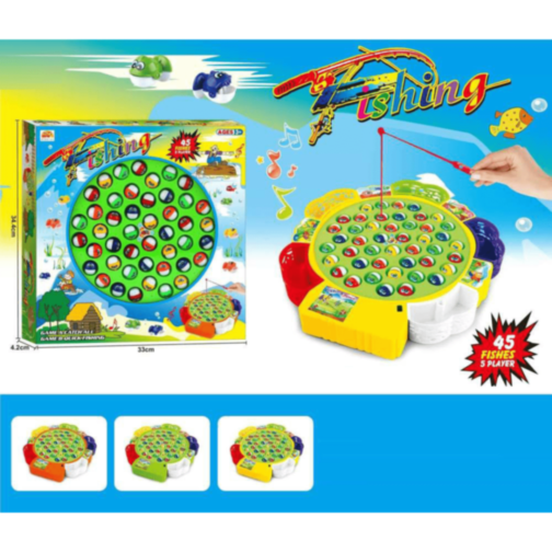 Joc de Pescuit Rotativ cu Muzică și 5 Undițe