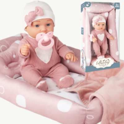 Păpușă Bebeluș Realistă cu Pătuț și Păturică – Set Joc de Rol pentru Fetițe  | image