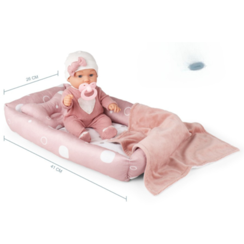 Păpușă Bebeluș Realistă cu Pătuț și Păturică – Set Joc de Rol pentru Fetițe 