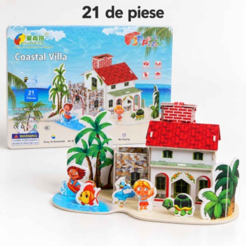 Puzzle 3D vilă de coastă, 21 de piese