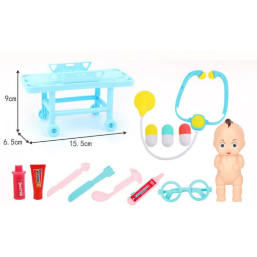 Set Doctor pentru Copii cu Păpușă și Targă (culoare aleatorie)
