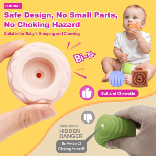 Set 3 în 1 Cuburi, Inele și Bile Sensoriale