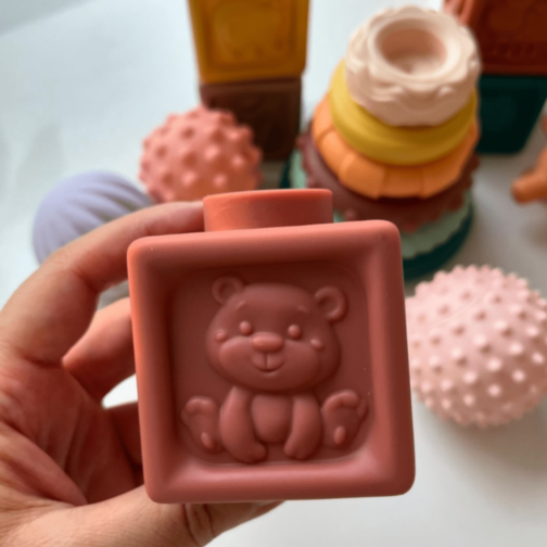 Set 3 în 1 Cuburi, Inele și Bile Sensoriale