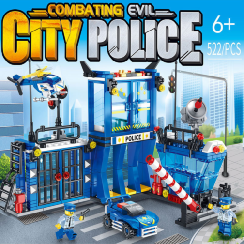 Set de Construcție Secție de Poliție cu Vehicule și Elicopter - 522 Piese