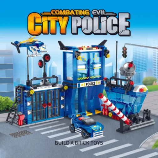 Set de Construcție Secție de Poliție cu Vehicule și Elicopter - 522 Piese