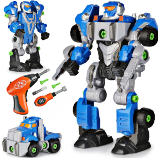 Robot Transformabil 2 în 1, Cu Șurubelniță Electrică, Joc de Construcție pentru Copii 
