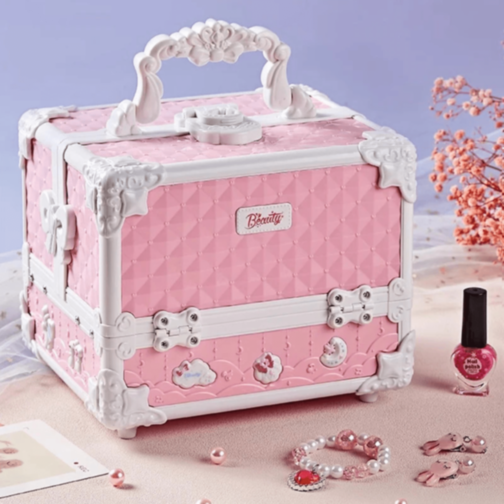 Set Machiaj Copii Valiză Roz cu Accesorii