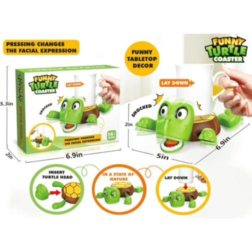 Țestoasa Amuzantă Suport Pahare cu Expresii Schimbătoare