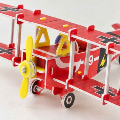 Puzzle 3D avion biplan roșu din spumă EPS