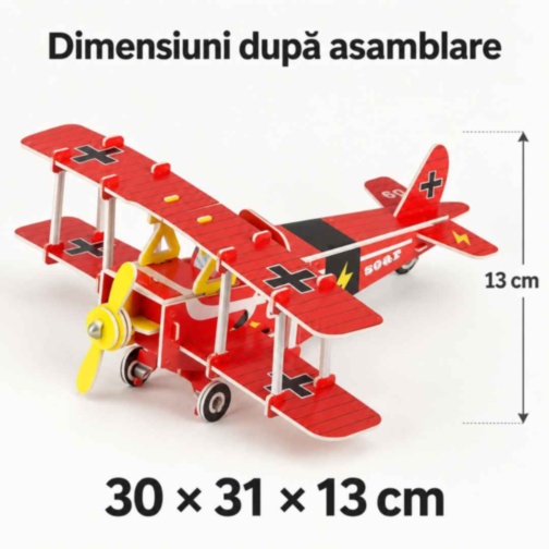 Puzzle 3D avion biplan roșu din spumă EPS