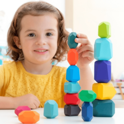 Pietre de Echilibru Montessori din Lemn Colorat | image