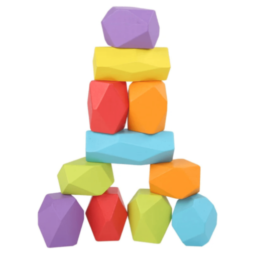 Pietre de Echilibru Montessori din Lemn Colorat