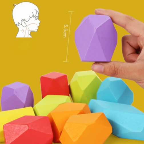 Pietre de Echilibru Montessori din Lemn Colorat