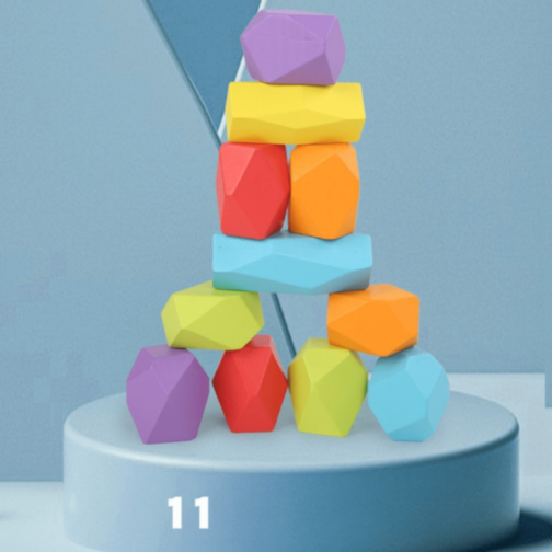 Pietre de Echilibru Montessori din Lemn Colorat