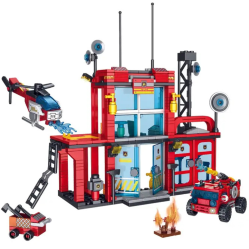Set de Construcție Stație de Pompieri cu Vehicule și Elicopter - 543 Piese