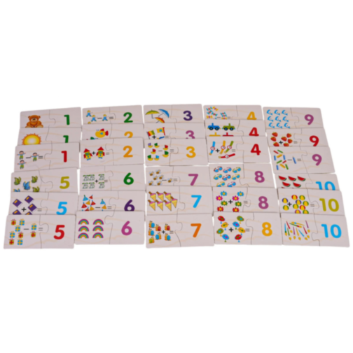 Puzzle Educațional Aritmetică, 60 Piese (30 Perechi), Învățare Prin Joacă