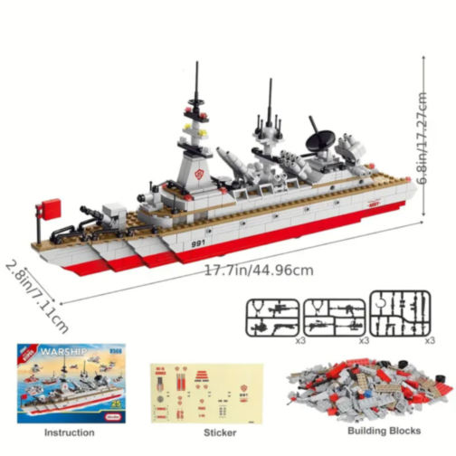 Set de Construcție Militară 25 în 1 – Nava de Război, Tancuri și Elicoptere – 811 Piese