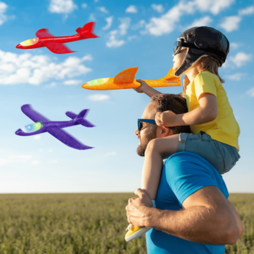 Avion din Spumă cu LED-uri Colorate (culoare aleatorie)