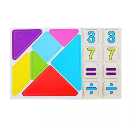 Învață Matematica, joc Montessori din lemn cu fise, abac și cartonașe