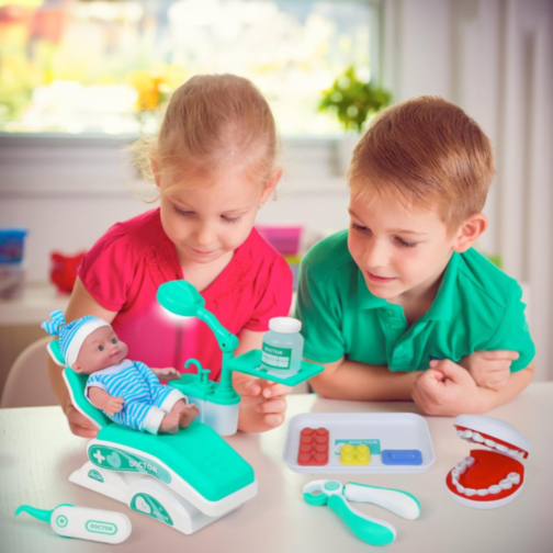 Set Dentist Interactiv cu Păpușă și Scaun Stomatologic