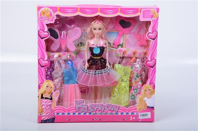 Păpușă Fashion cu Rochii Aleatorii și Accesorii Colorate