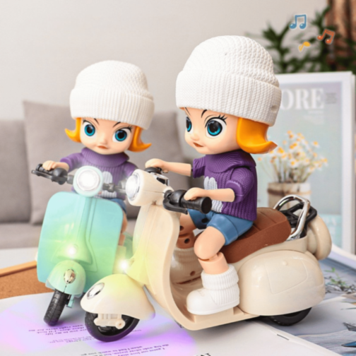 Păpușă cu Scuter Electric cu Lumini și Muzică (culoare aleatorie)