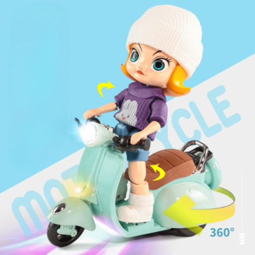 Păpușă cu Scuter Electric cu Lumini și Muzică (culoare aleatorie)