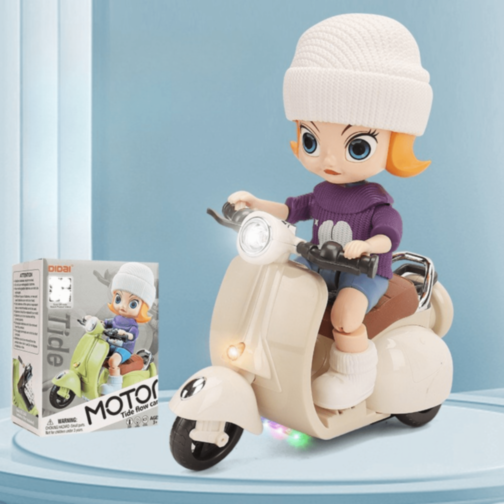 Păpușă cu Scuter Electric cu Lumini și Muzică (culoare aleatorie)
