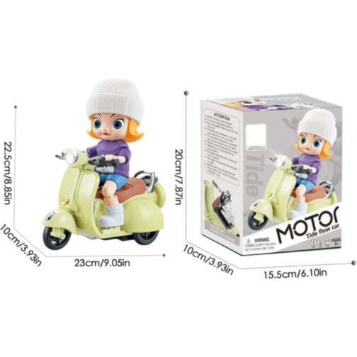 Păpușă cu Scuter Electric cu Lumini și Muzică (culoare aleatorie)