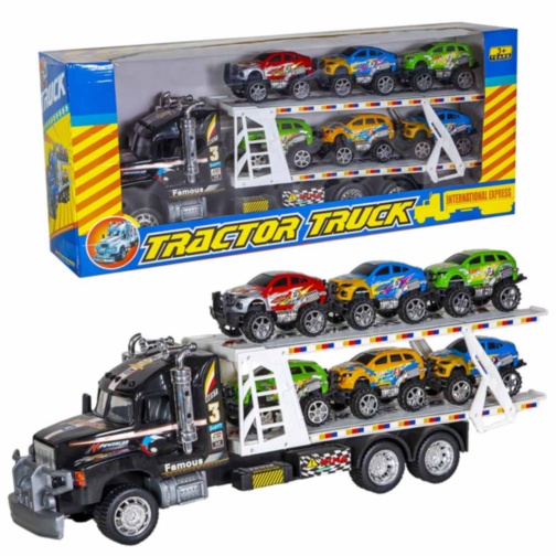 Mega Camion cu Trailer și 6 Mașinuțe, 81cm