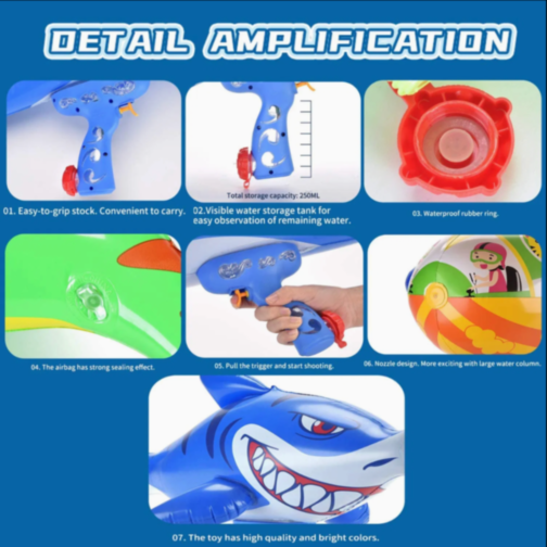Pistol Apă Rechin Gigant - Distracție Acvatică pentru Copii și Adulți