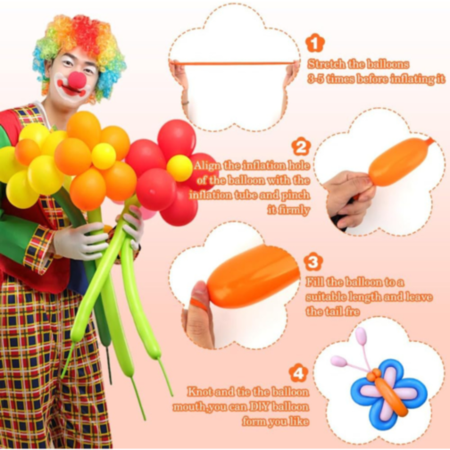 Set Baloane Modelabile cu Pompiță - 24 Bucăți