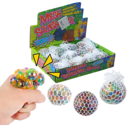 Minge antistres cu plasă – Mesh Squish Ball, 12 buc. set
