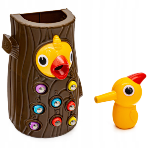 Joc Interactiv de Prindere a Viermișorilor cu Ciocănitoare Magnetică 