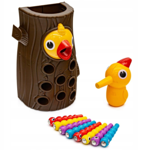 Joc Interactiv de Prindere a Viermișorilor cu Ciocănitoare Magnetică 