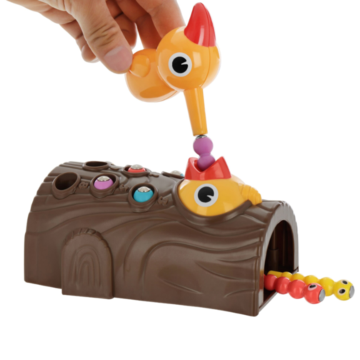 Joc Interactiv de Prindere a Viermișorilor cu Ciocănitoare Magnetică 