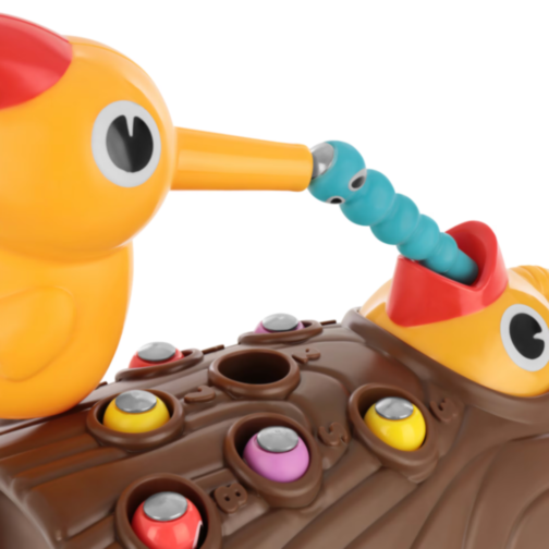 Joc Interactiv de Prindere a Viermișorilor cu Ciocănitoare Magnetică 