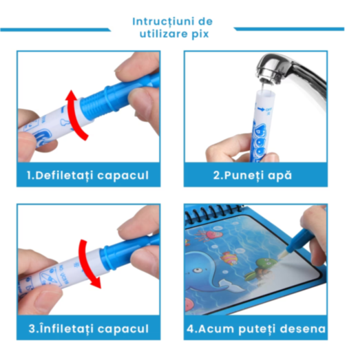Carte de desen reutilizabilă cu apă - Tema spațială