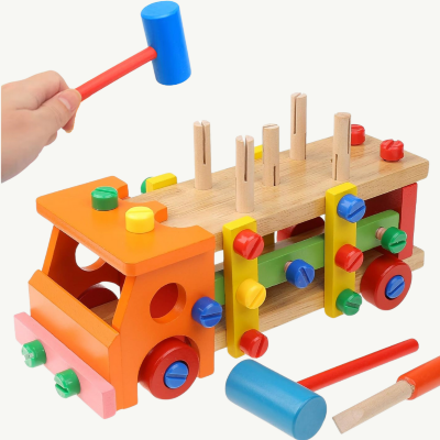 Camion Multifuncțional din Lemn cu Unelte pentru Construcție | image