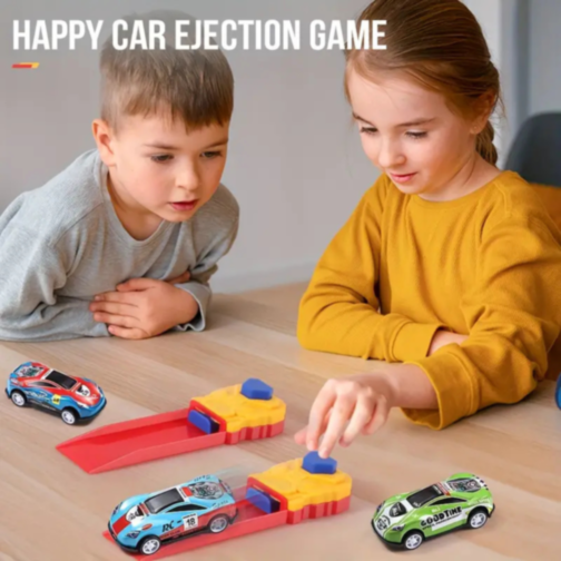 Set Lansator cu 5 Mașinuțe de Curse, Ejectare Rapidă, Joc Interactiv pentru Copii