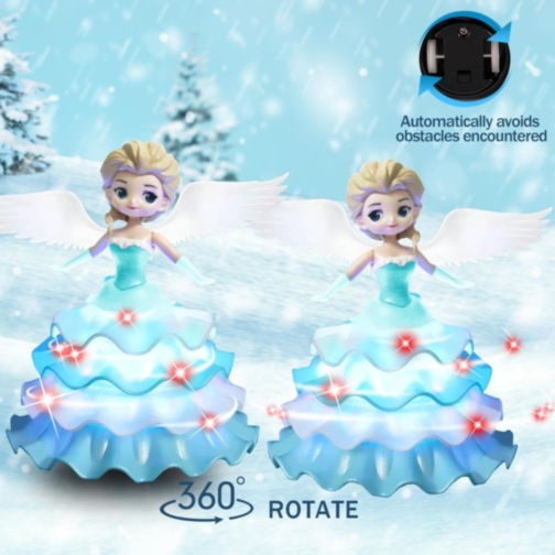Păpușă Interactivă Zâna de Gheață cu Lumină, Muzică și Mișcare 360°