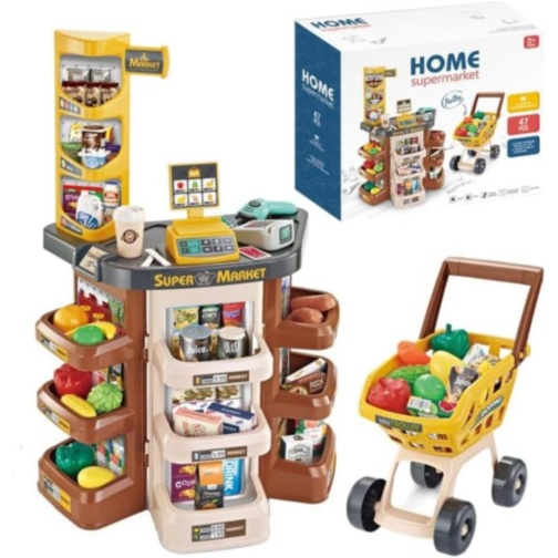 Mini Supermarket pentru Copii cu Cărucior și Casă