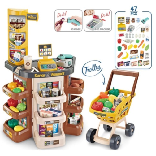 Mini Supermarket pentru Copii cu Cărucior și Casă
