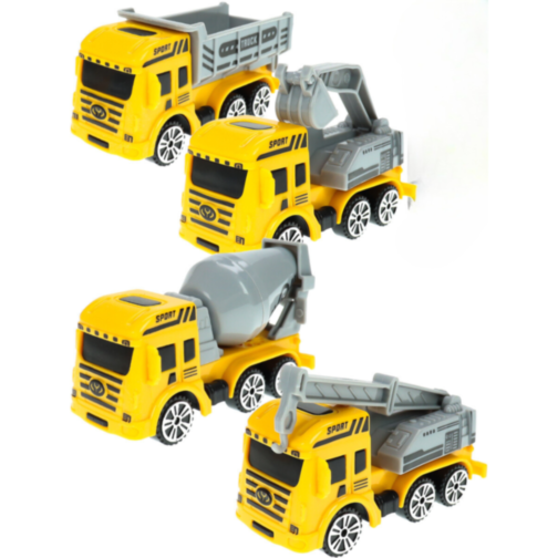 Set 4 Mașini de Construcții – Camioane și Utilaje pentru Copii