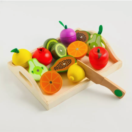 Set fructe din lemn de tăiat cu cuțit
