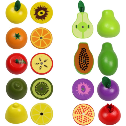 Set fructe din lemn de tăiat cu cuțit