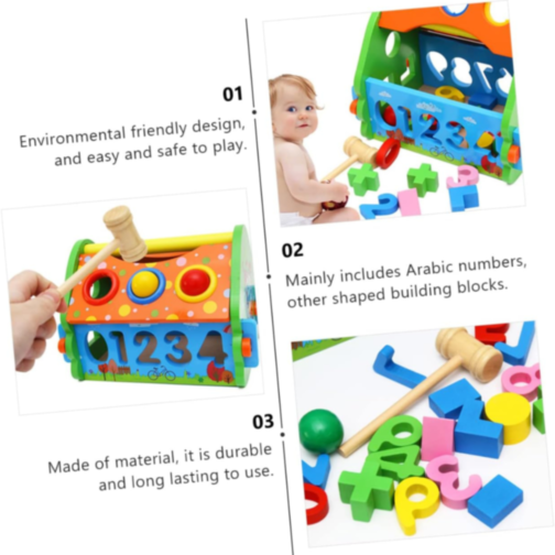 Căsuță interactivă educativă cu ciocan și forme geometrice