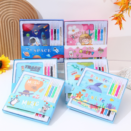 Set Creativ Montessori - Cărți de Colorat și Răzuire – Tematică Viața Marină