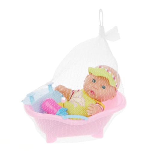 Păpușă Bebeluș cu Cadă Roz și Biberon (model aleatoriu)