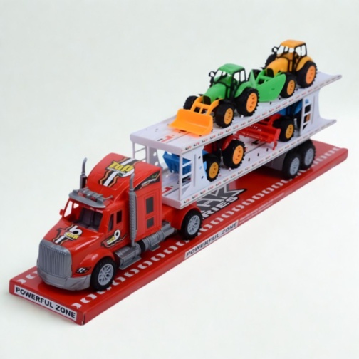 Camion Transportor cu 4 Tractoare și Utilaje (culoare aleatorie)